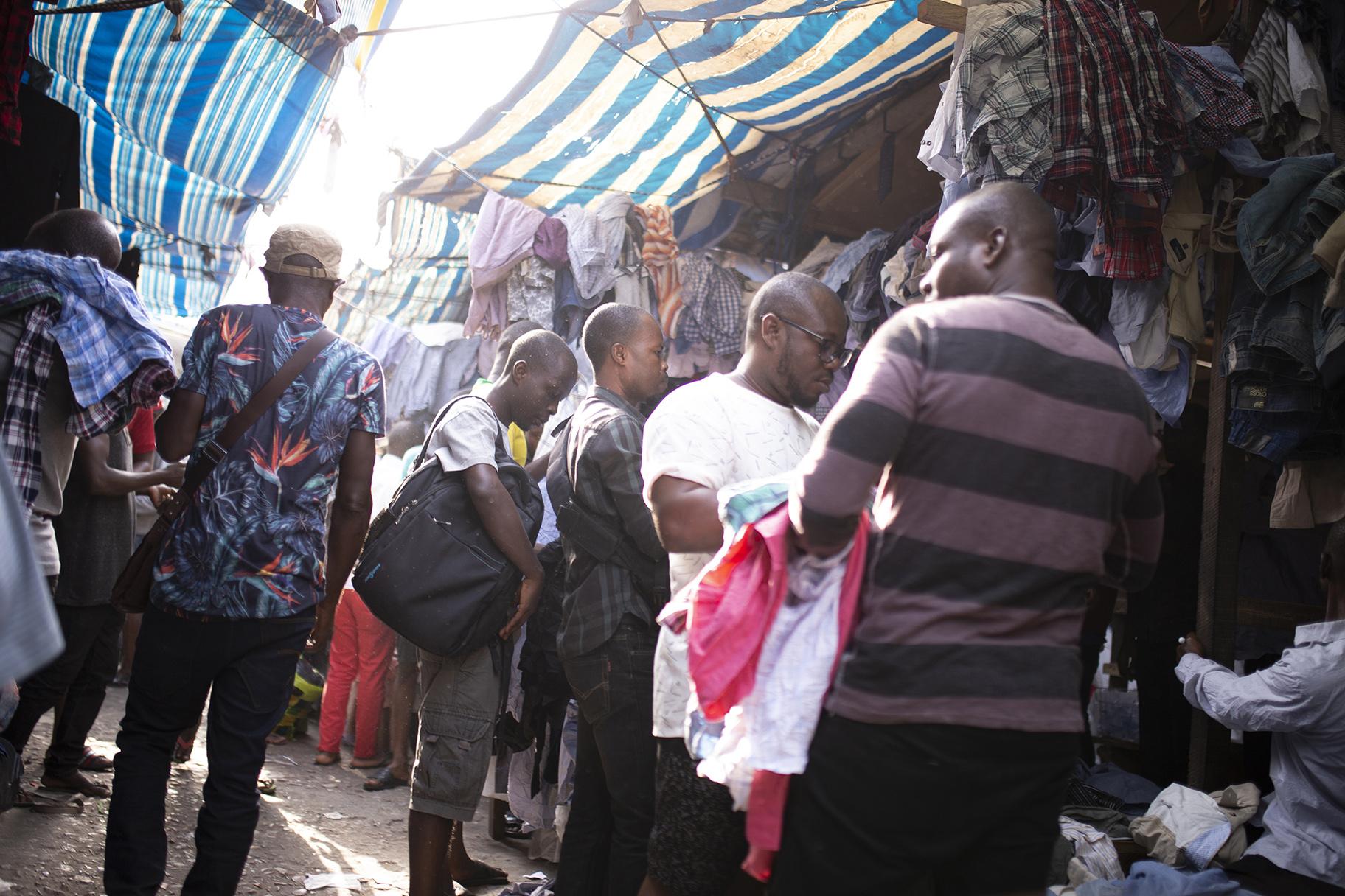 Traders at Kantamanto market in Accra, Ghana