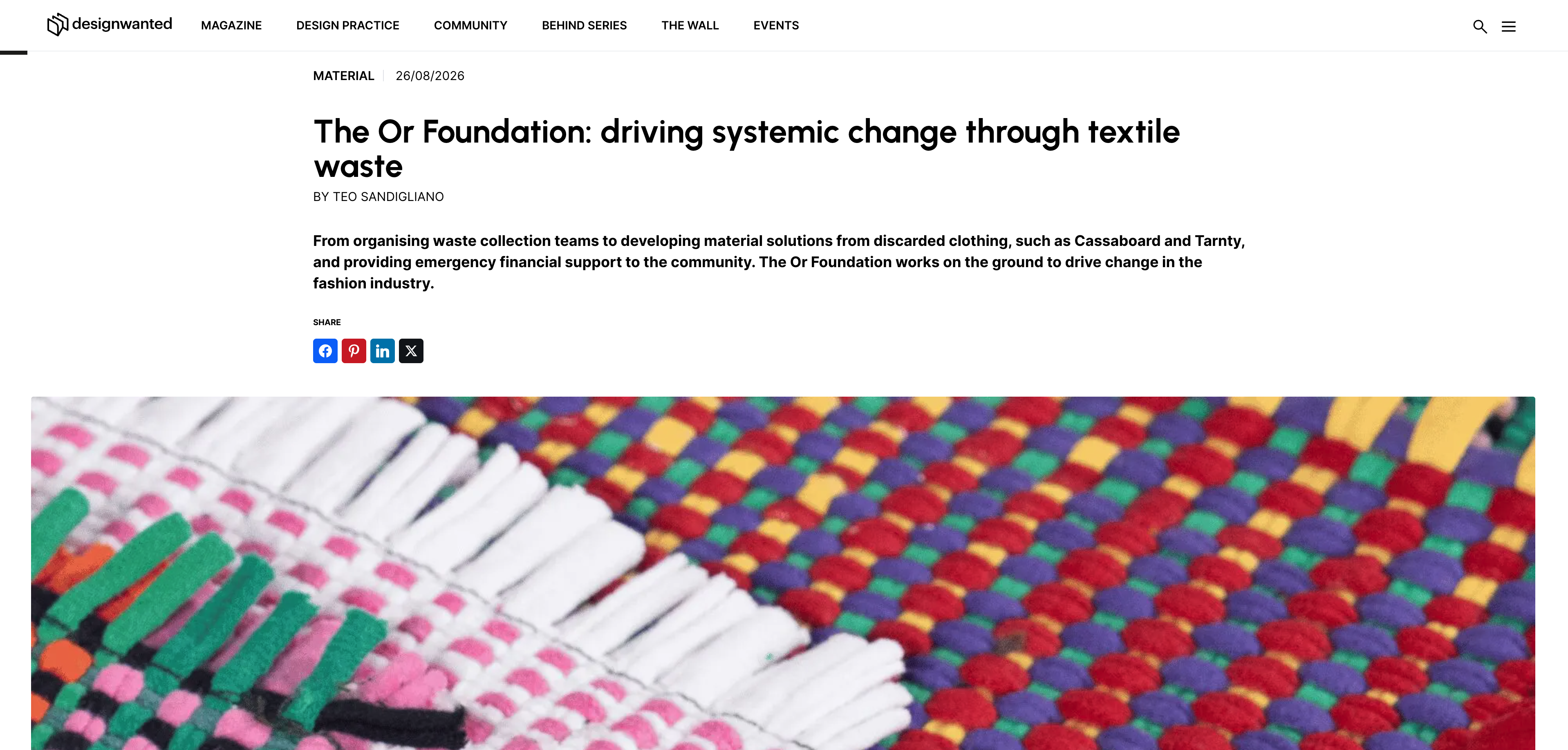 Design Wanted | The Or Foundation: driving systemic change through textile waste